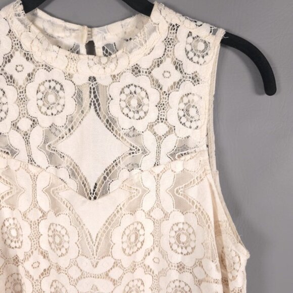 Anthropologie Floreat Manon Lace Shift Midi Dress Cream Ecru Floral Lace Size 2 - Picture 11 of 16